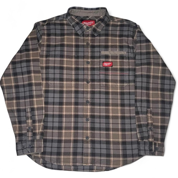 NWOT! Milwaukee Gridiron Brown & Grey Plaid Thick Twill Outdoors Shirt Size M - Picture 7 of 16